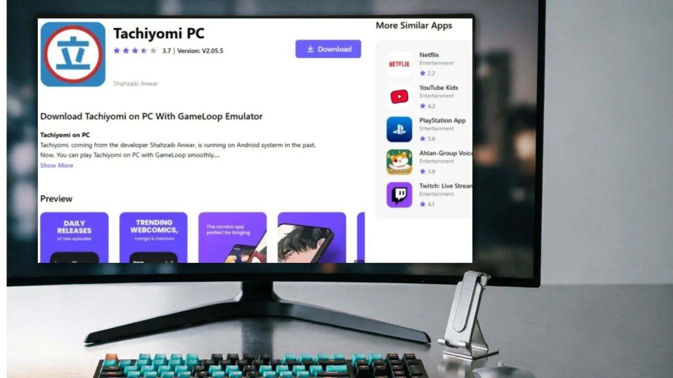 How to Download & Use Tachiyomi on PC (Windows 10/11) – 2026 Guide 2 Tachiyomi PC, desktop monitor, emulator, Windows, install, 2026
