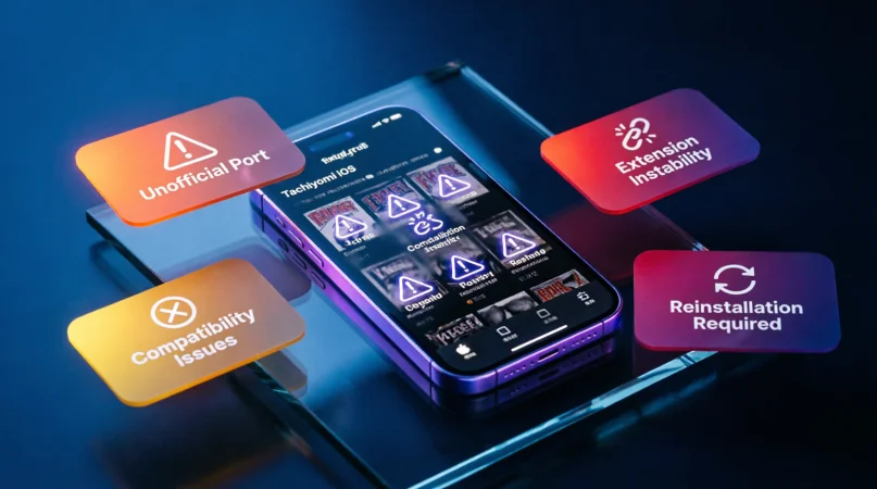 Tachiyomi iOS limitations, unofficial port, extension instability, compatibility